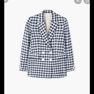 Mango blue/white gingham blazer
